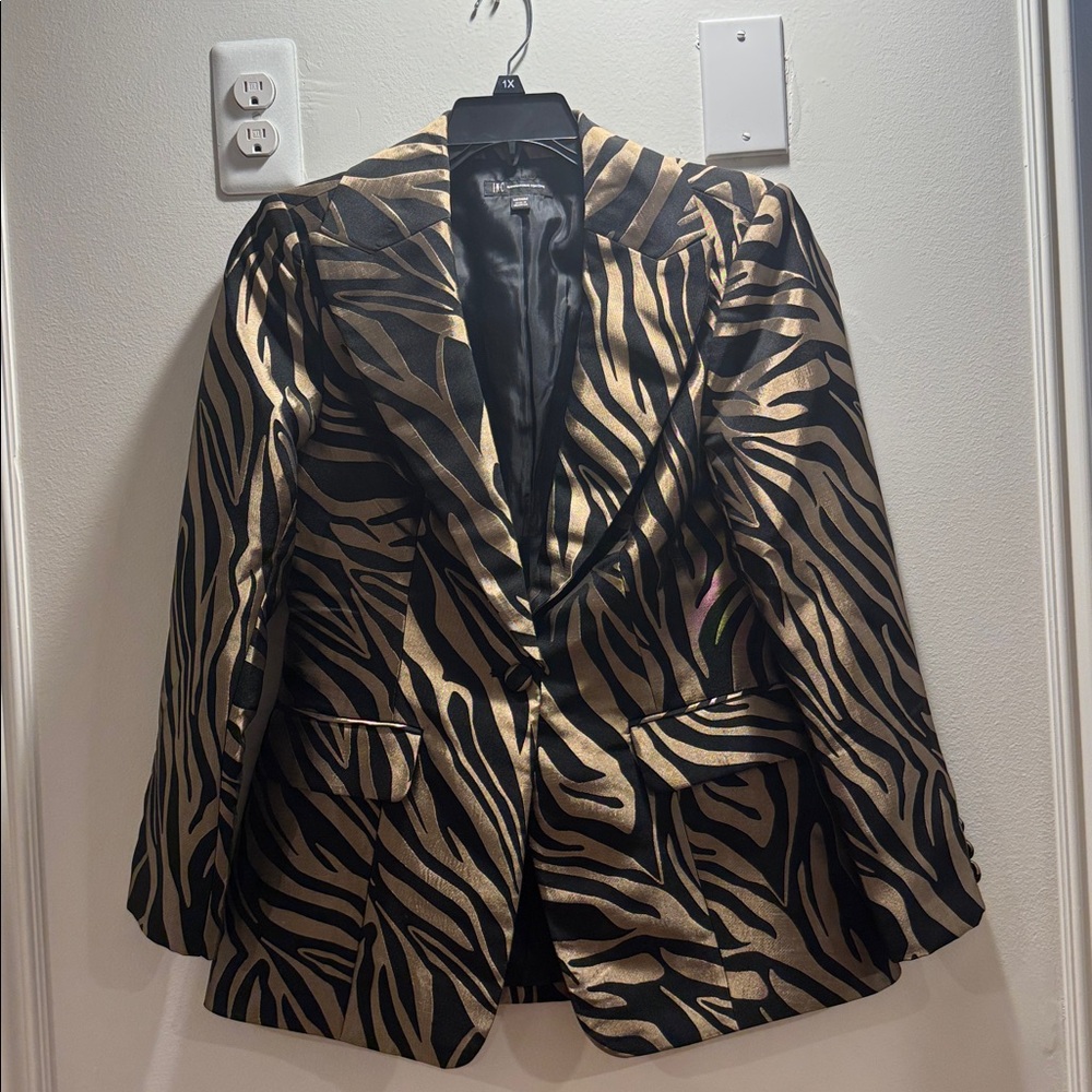 Gold and Black Animal Print Blazer
